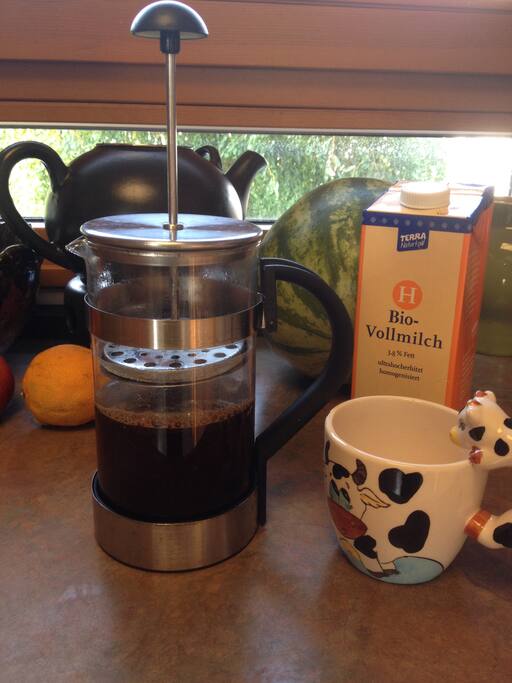 The only way to get a coffee in our house: we mostly drink tea.