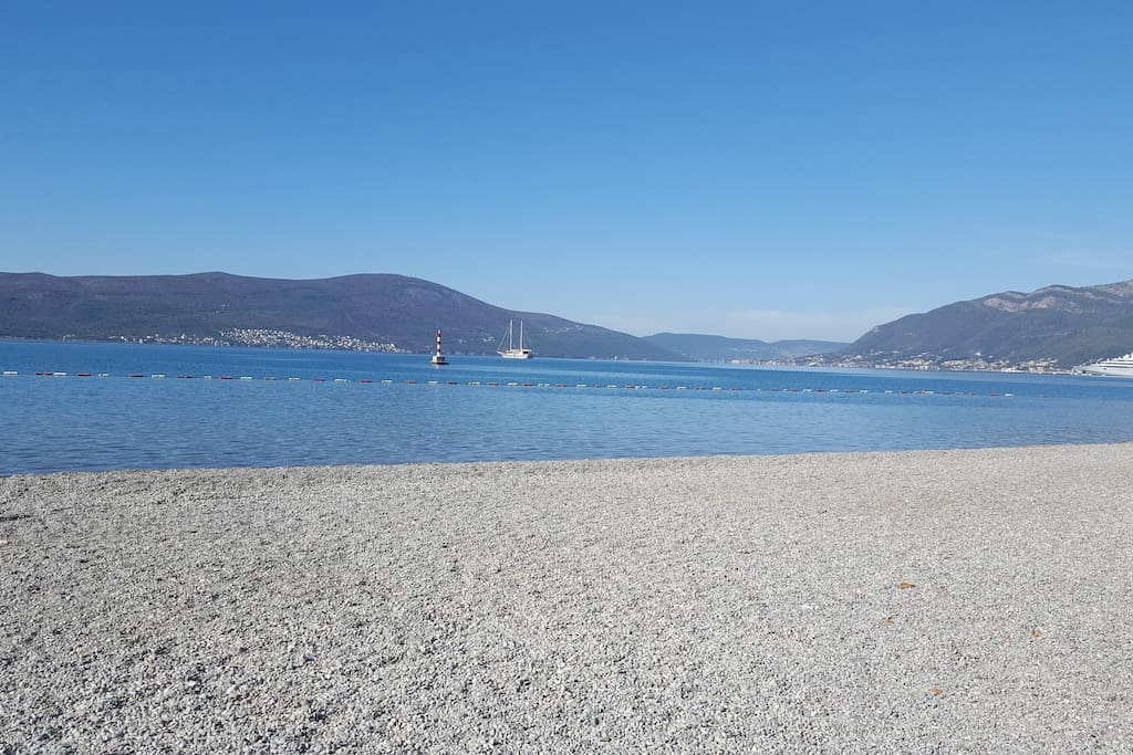 The beach next to the apartment (1min. walk)