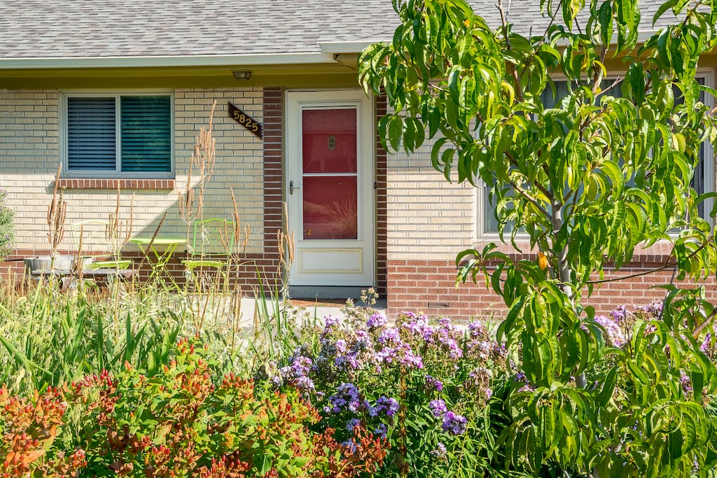 Perennial garden greets you at the front of the house