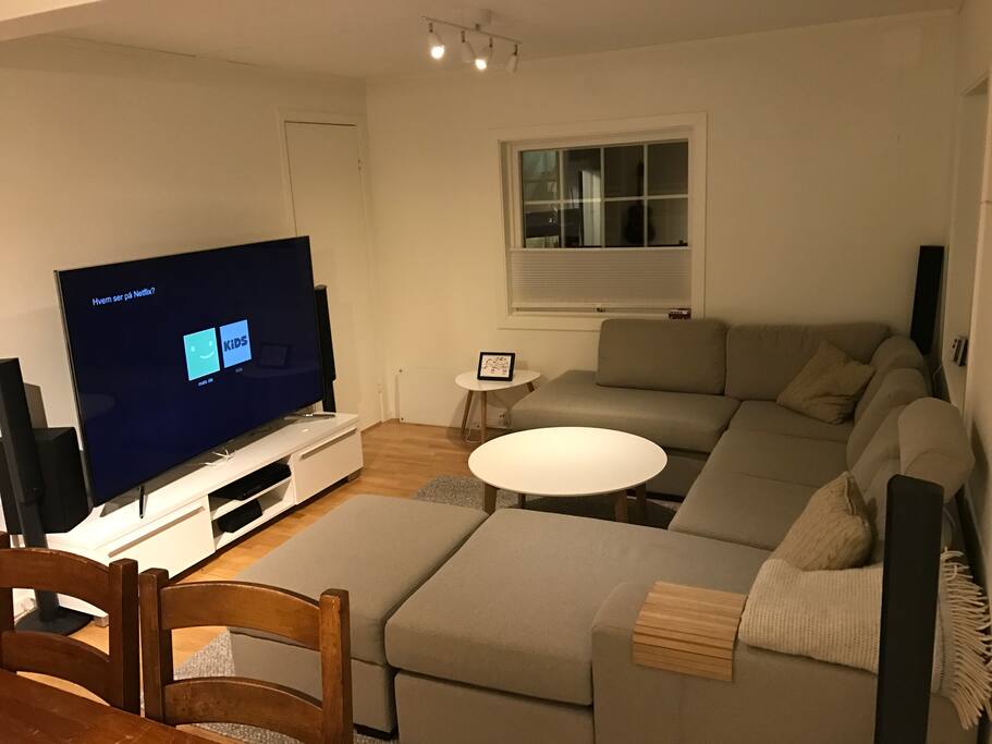70" TV with surround. Netflix, TV2 sumo, and some more included.