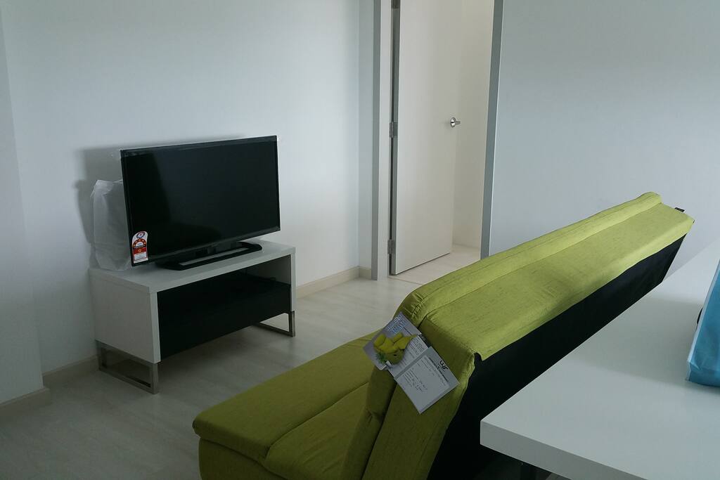 Living room with sofa bed and TV