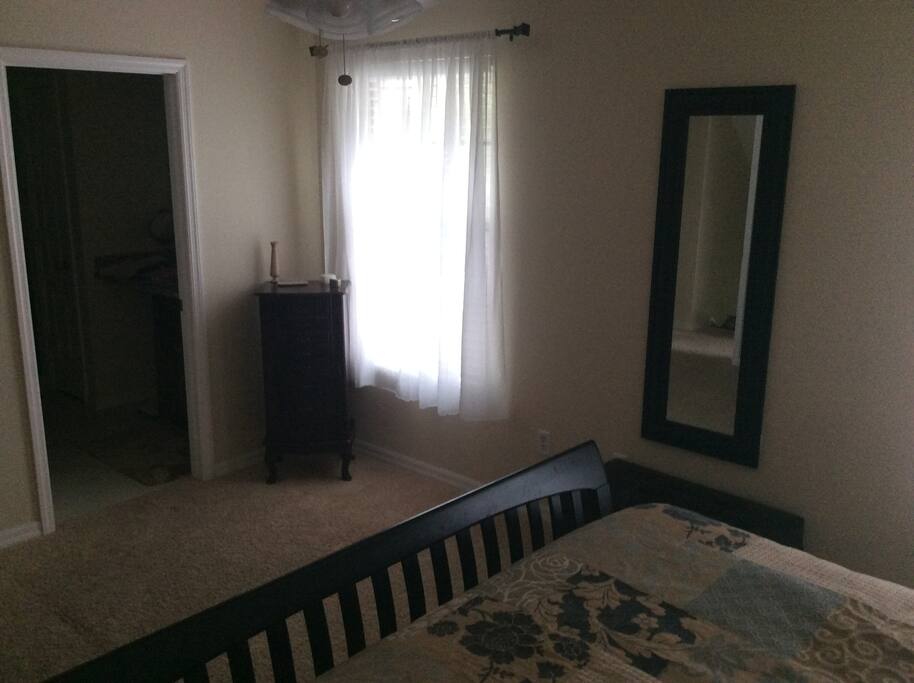 Quiet master bedroom at back of house