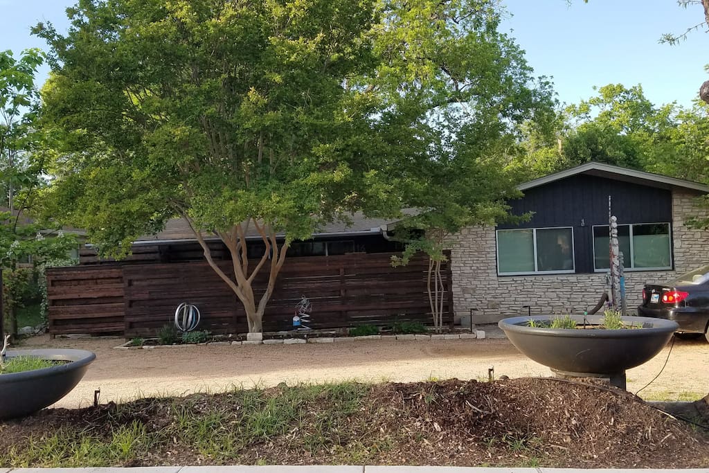 Front view of the house. The Studio and it's private courtyard are on the left side of the house.