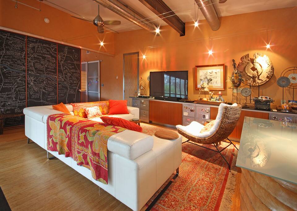 The upstairs media loft with 60" smart tv.