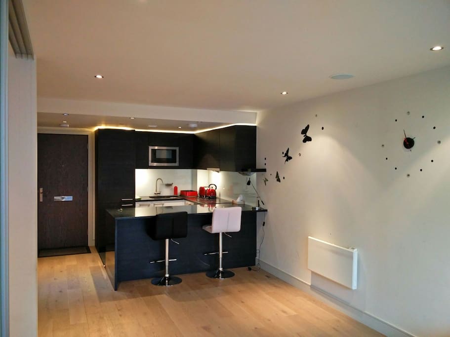 The open plan kitchen space