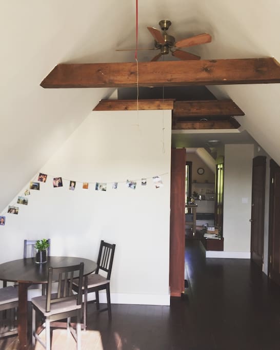 Exposed timber beams