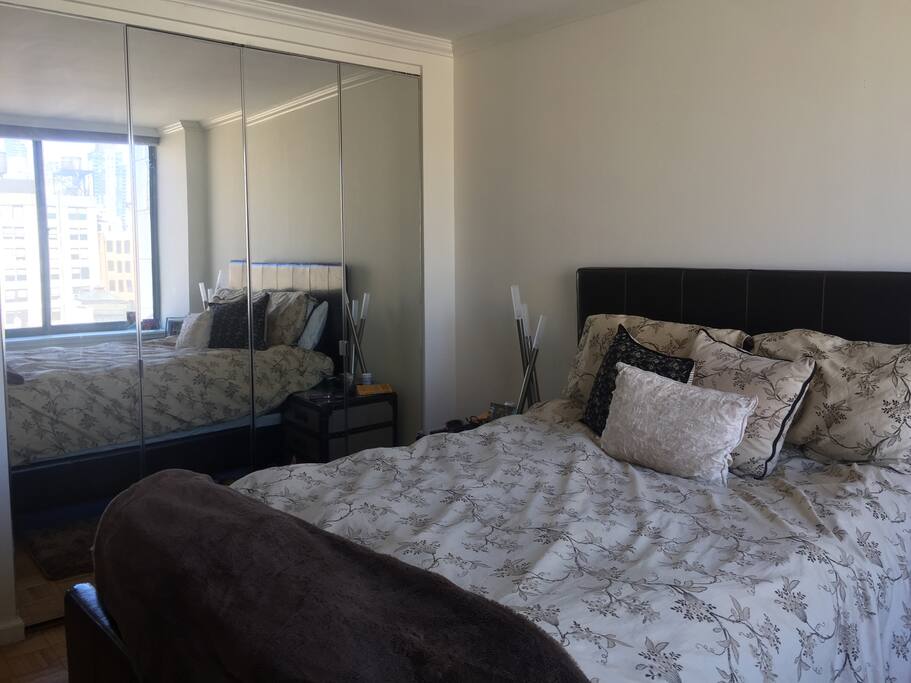Large mirrored closet in bedroom - please note the closet is not for use, though I could clear out a space on case by case basis. There are two other closets in the common area also that have space for hanging clothes/jackets.