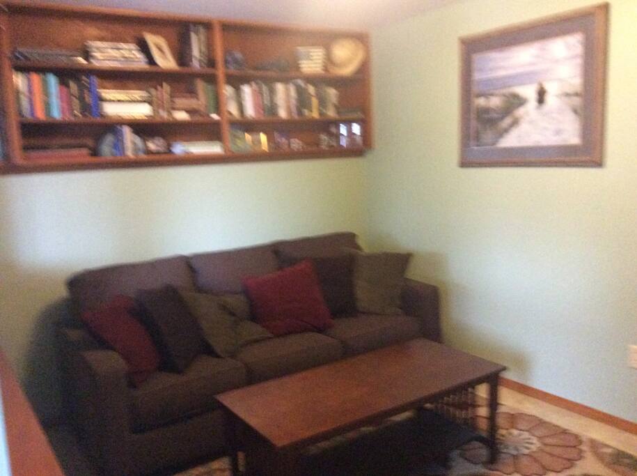Den with queen size sleeper couch.