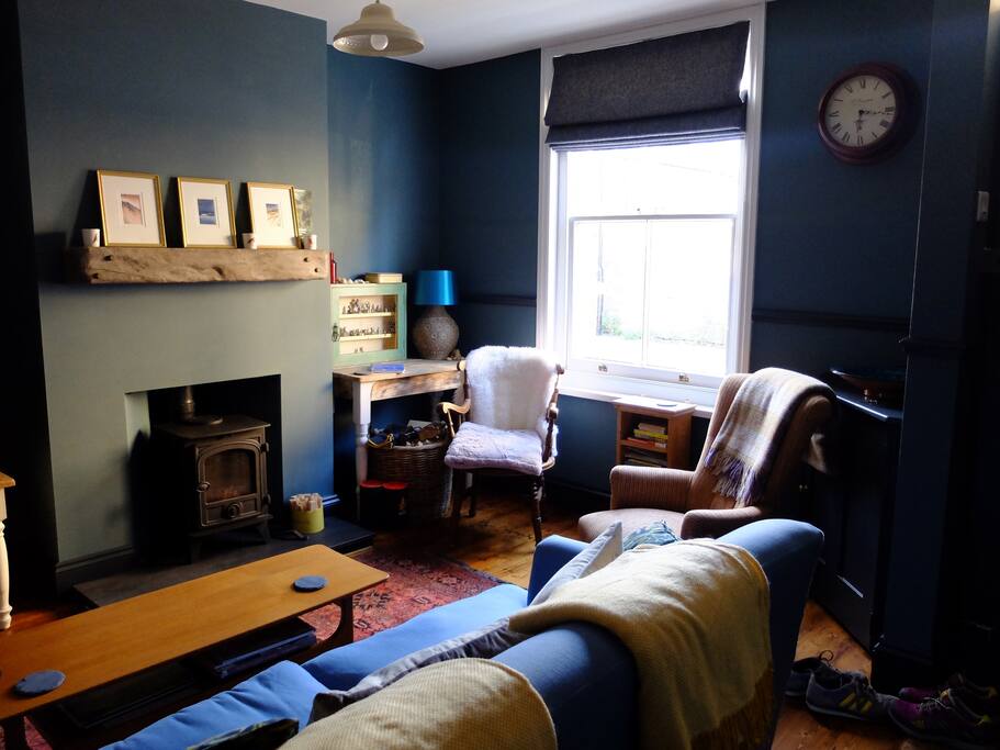 Front room with log burner