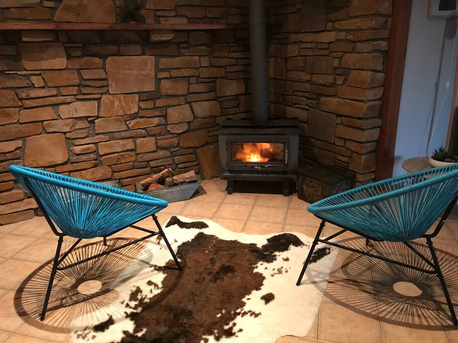 Real wood fire for winter