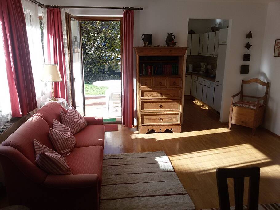 View to the sitting room and towards terrace