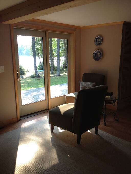 View of the lake from first floor, looking past deck