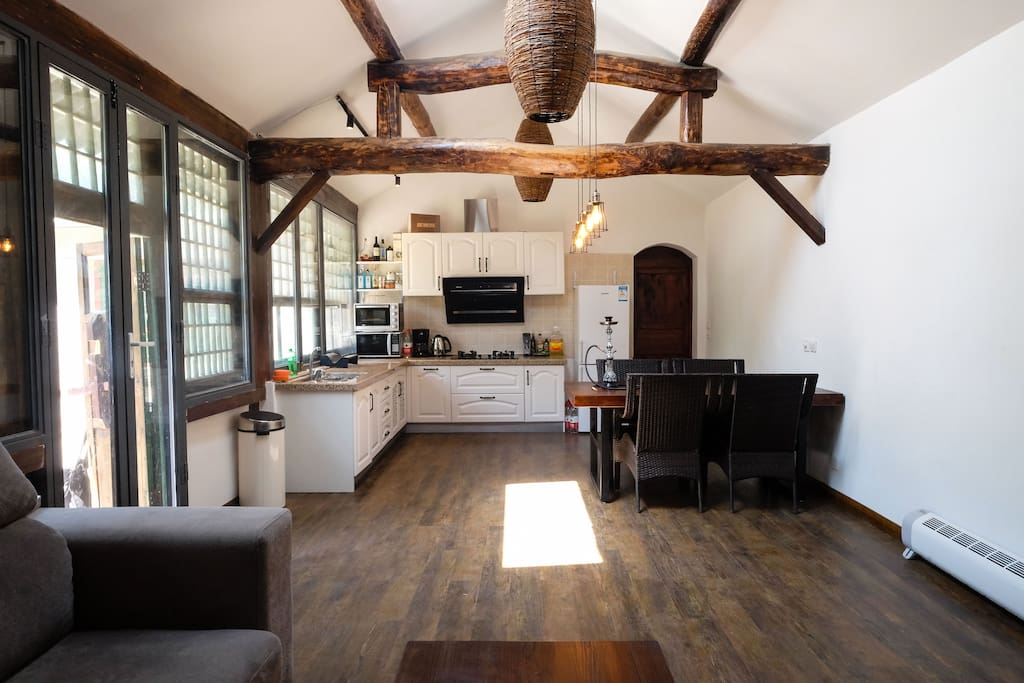 Living room with open kitchen