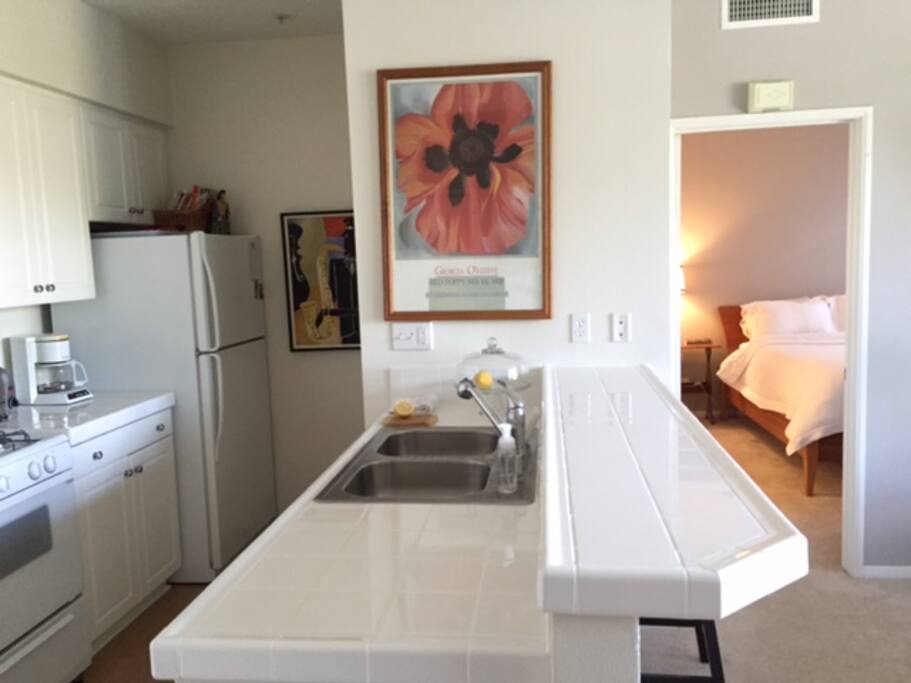 Full private kitchen, with microwave, refrigerator, dishwasher