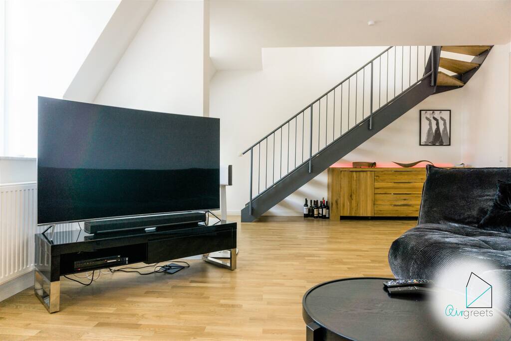 The big screen is perfect for watching movies of any kind.