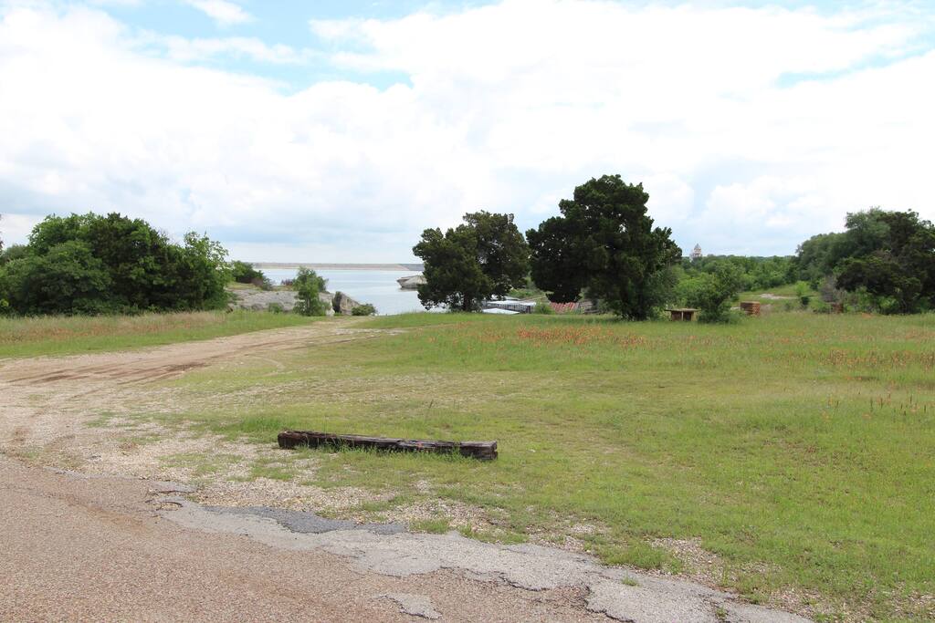 This view is from the ground level deck overlooking Lake Whitney.
***Please note – there is no direct fishing and swimming access from this area. There is a local shoreline area around the corner that is usually a good spot for fishing and swimming (see last photo) or you can drive a few minutes to one of the nearby state parks.