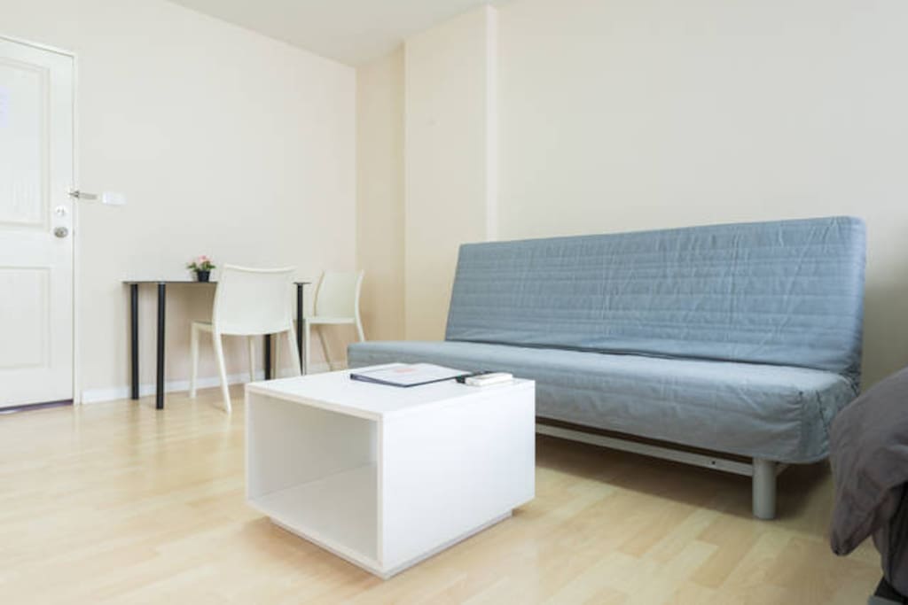Living area. sofa bed that can convert to sleeping queen size bed.