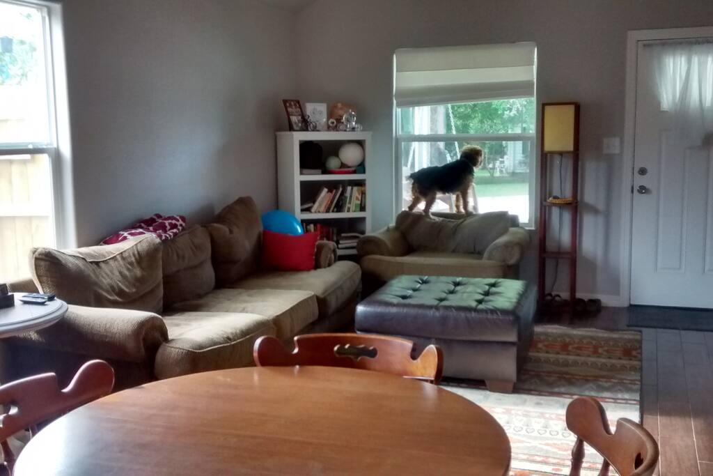The cozy living area (guard dog not included)