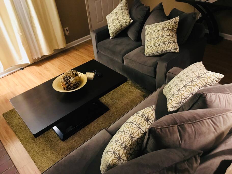 The pull out sofa offers comfort on a queen sized mattress.