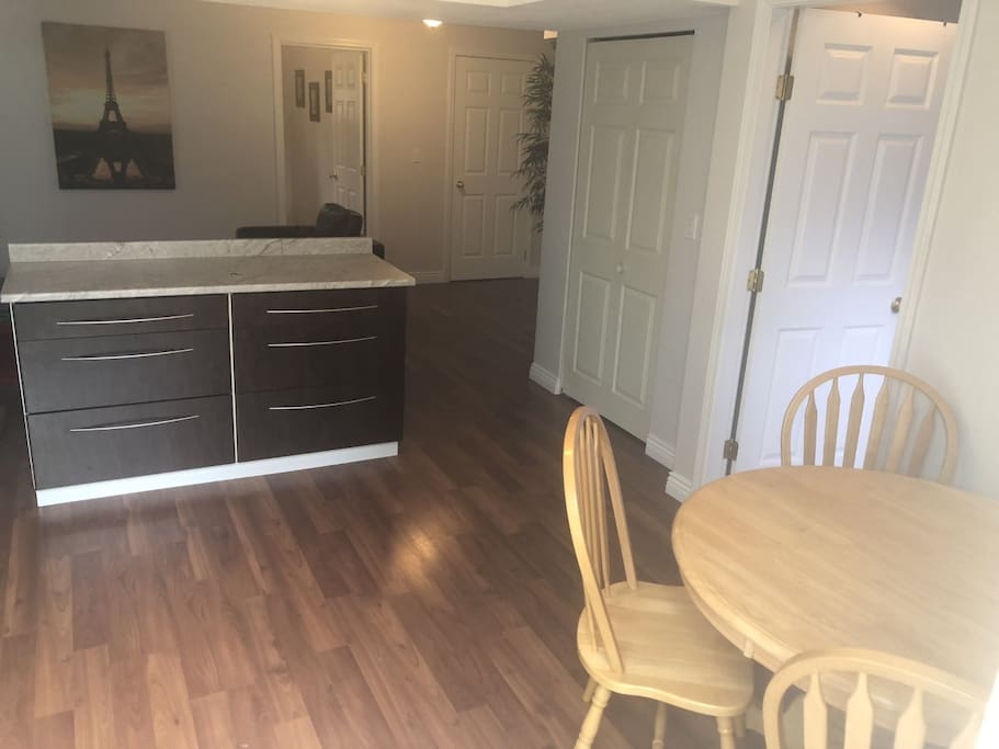 Large kitchen and dining area