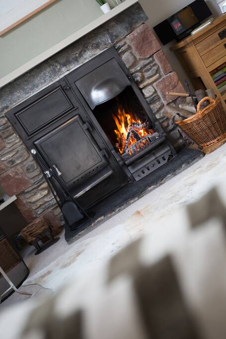 Roaring open fire