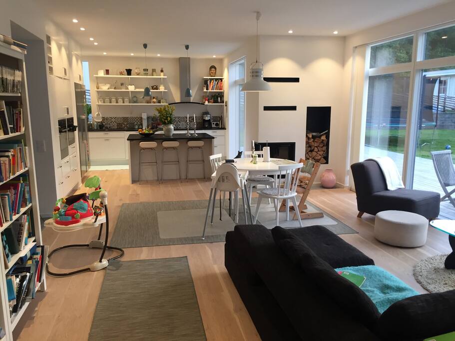 Kitchen with fire place