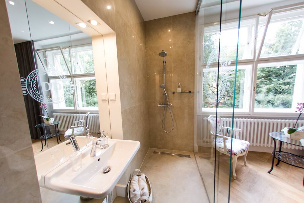 Private Shower in the Master bedroom. Heated marble flooring.