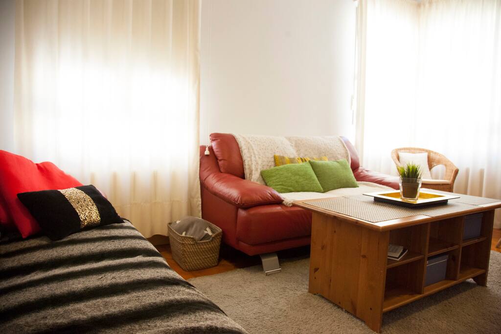 Salón grande con sofás de piel para 6 personas