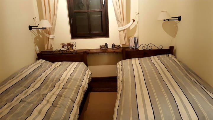 Ground floor twin-bedded room, right-hand side