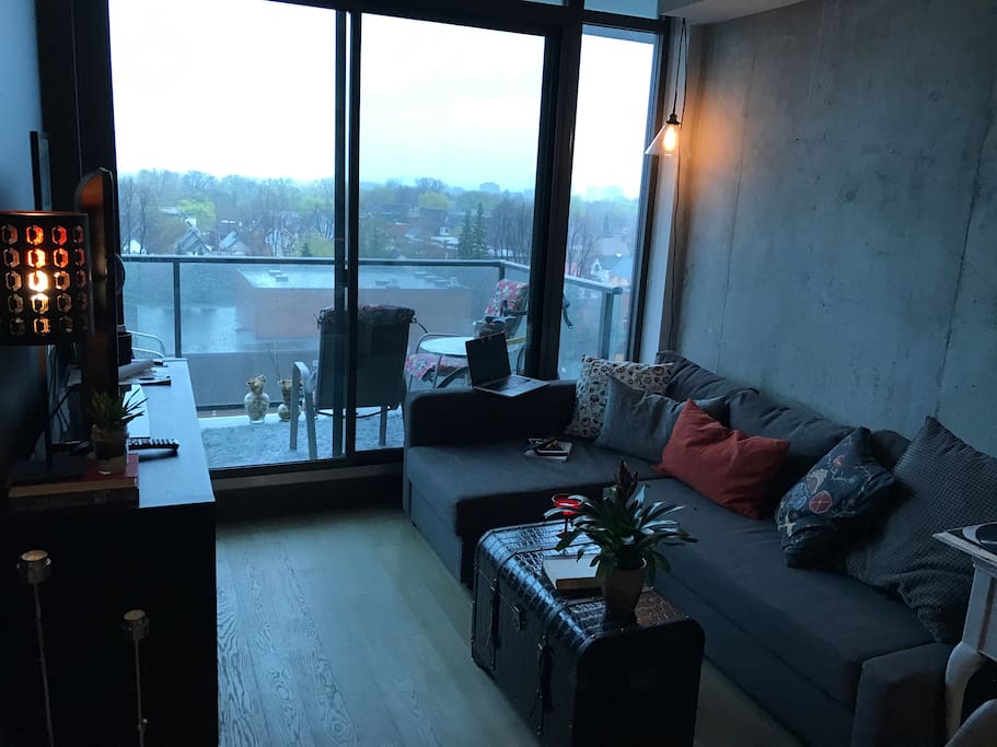 cozy living room // doubles as spare bed