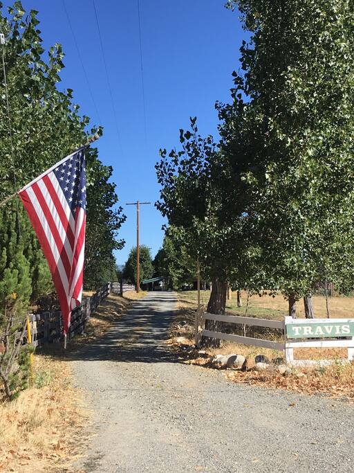 Look for the Travis sign on the white fence. We have a long driveway to the house.