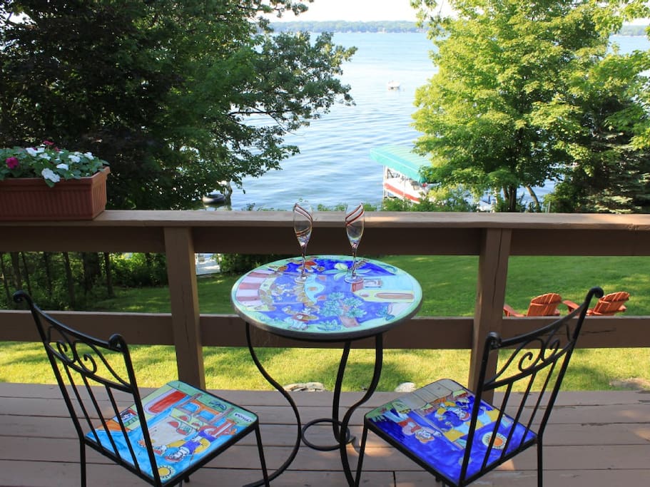Great deck for entertaining, with a an amazing view of the lake