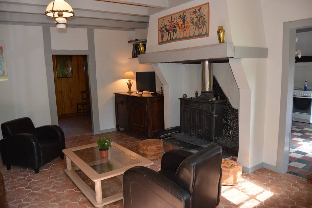 le salon avec sa cheminée