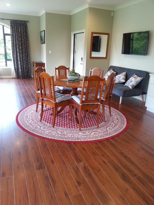 Entry, dining, and sofa bed