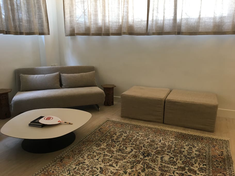 Elegant sofa beds fold neatly to form a nice living area during the day