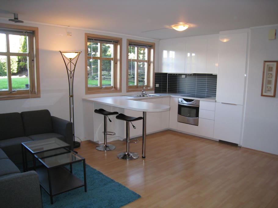 Open planned fully equipped kitchen with dishwasher, and fridge/freezer