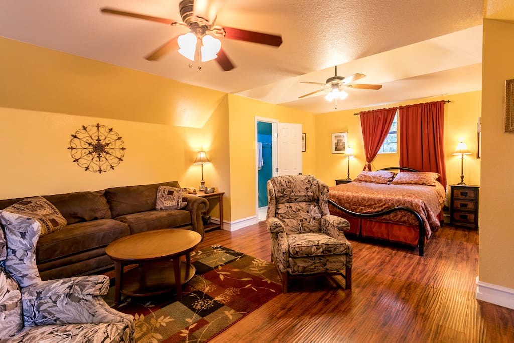 The loft features unique architecture and design with several nooks each with a special purpose.
