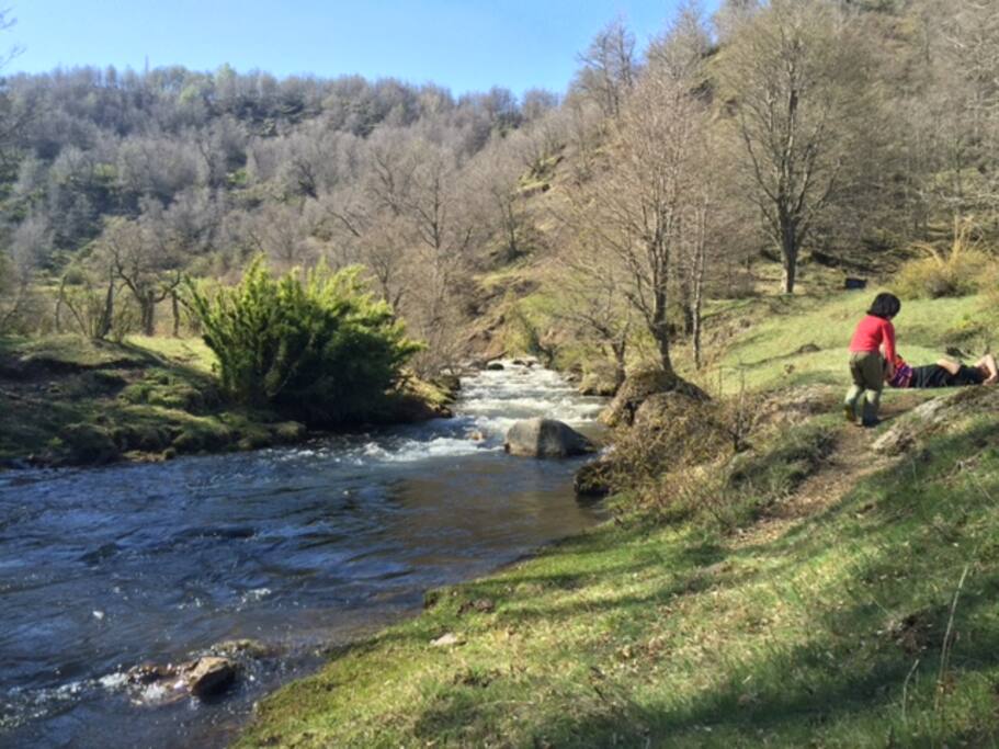 Descansando junto a la rivera del río