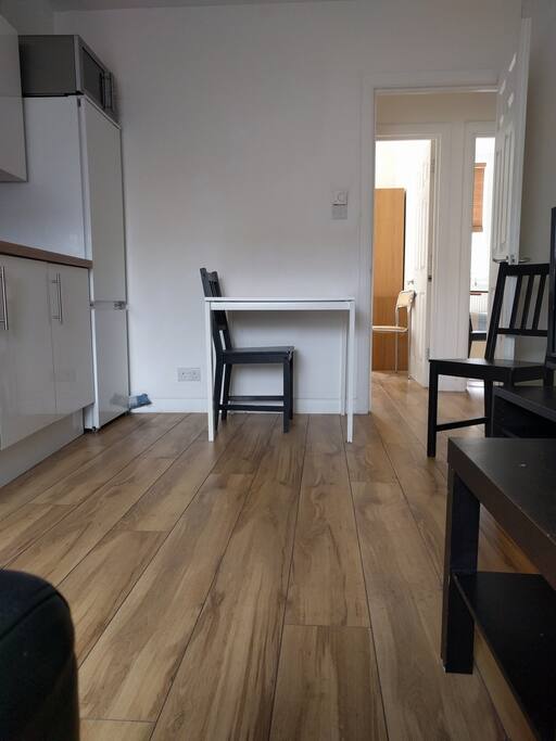 The living/kitchen area.