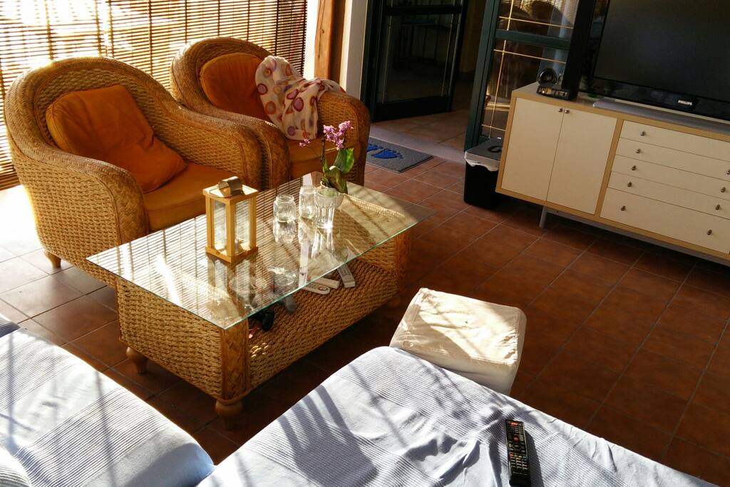 Relax in the cosy chill out area with television and Playstation