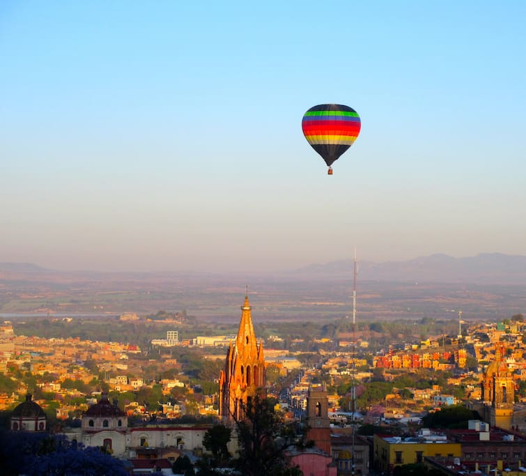 View of the morning balloons from the living room.