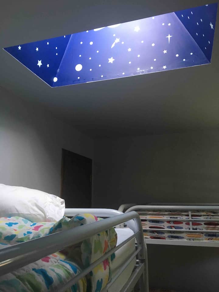 Skylight view in bunk bedroom