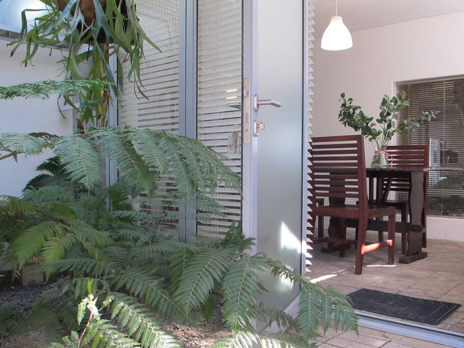 view from courtyard into now of the 3 accommodations