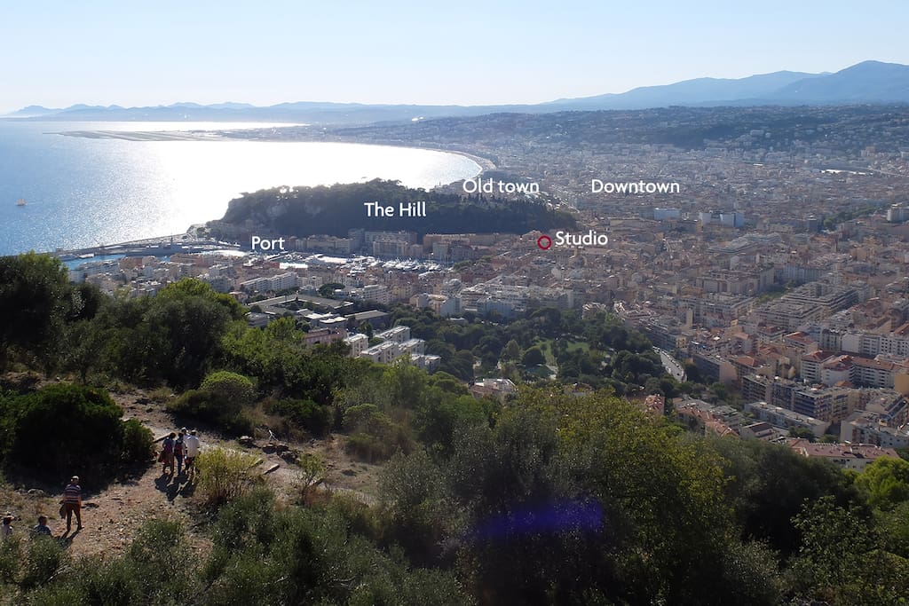 From the hills surrounding Nice, you can see where the studio is located...