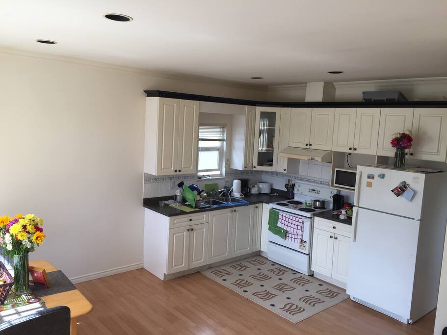 Open space kitchen fully shone by sunlight
