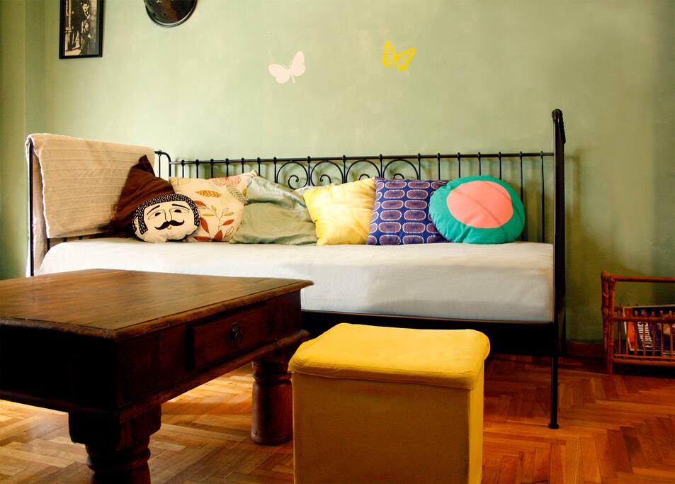Living room with a sofa bed