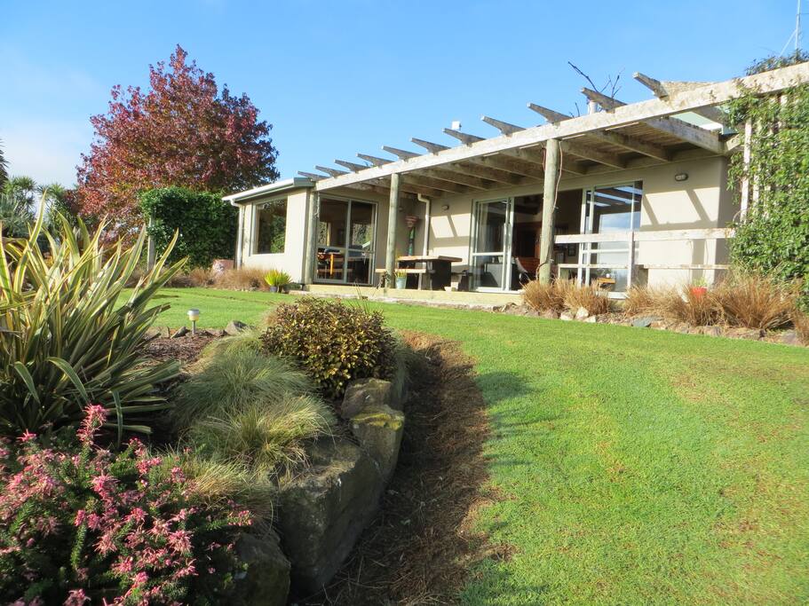 Sun trap,front of house overlooking Mangawhai and Islands.
