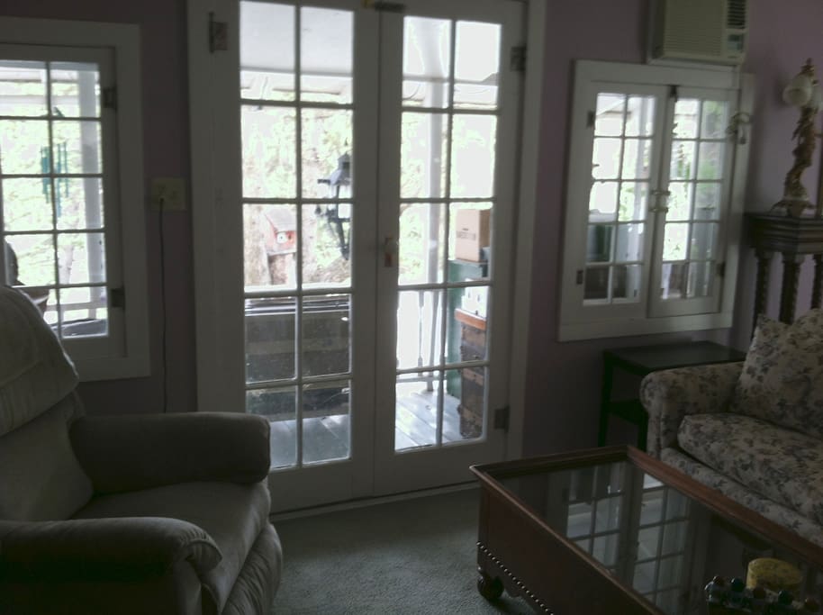 Living looking out to porch