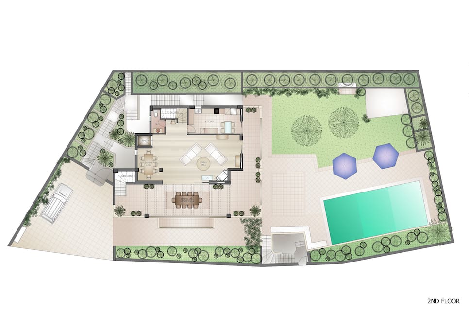 2nd floor plan and exterior grounds
