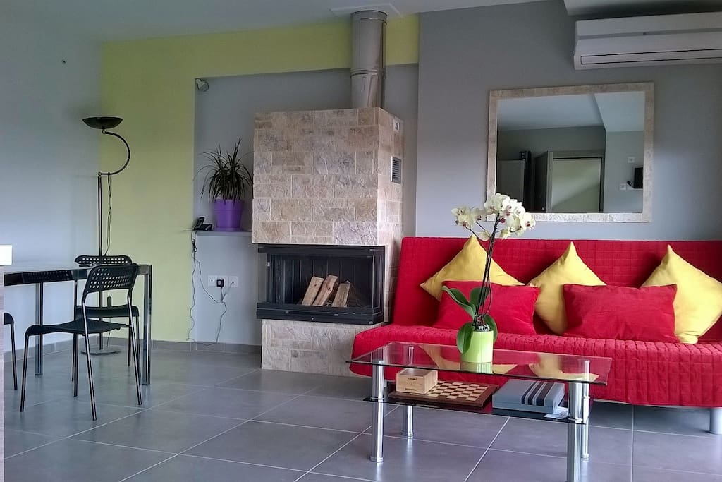 Cosy living room with energy fireplace